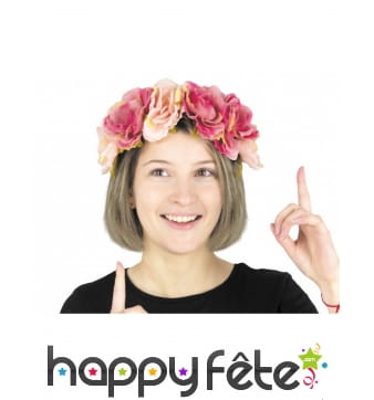 Serre-tête fleuri de grosses roses pour adulte