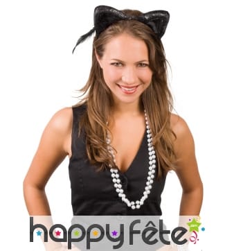 Serre tête oreilles de chat pailletées