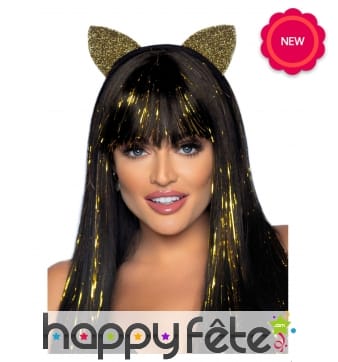 Serre tête oreilles dorées de chat pour adulte