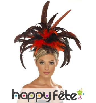 Serre-tête plumes rouge noir