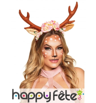 Serre-tête renne fleuri pour femme