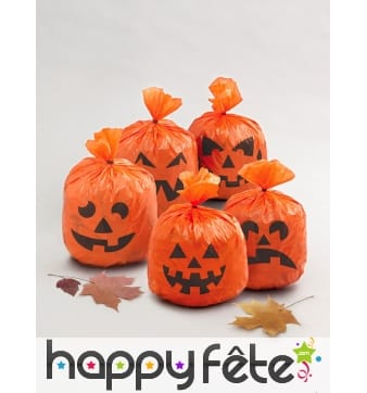 Sachets visage de citrouille de 15x20 cm