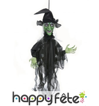 Sorcière verte lumineuse et parlante à suspendre
