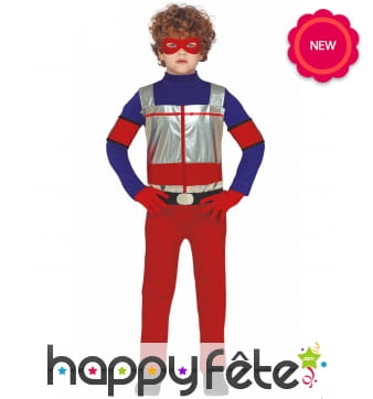 Tenue bleue et rouge de super héros pour enfant