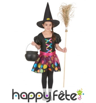 Tenue colorée à gros pois de petite sorcière