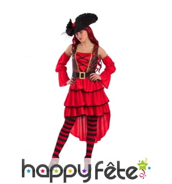 Tenue complète de corsaire rouge femme