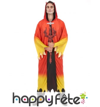 Tenue de diable rouge et jaune dégradé pour homme