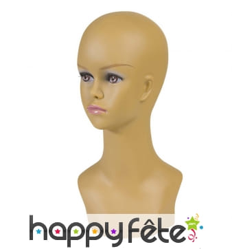 Tête de mannequin femme métisse, 40 cm