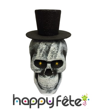Tête de mort à paillettes chapeau noir