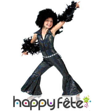 Tenue disco noire et argentée pour fillette