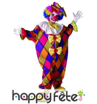 Tenue de petit clown imprimé losanges multicolores