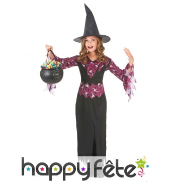 Tenue de petite sorcière avec motifs têtes de mort