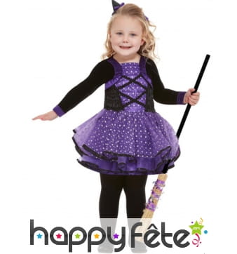 Tenue de petite sorcière violette et noire