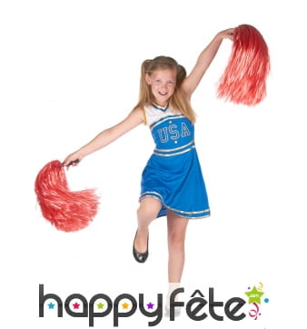 Tenue de pompom girl USA pour petite fille