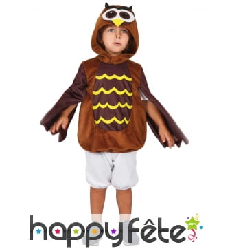 Tunique de petit hibou marron avec capuche
