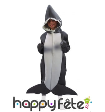 Tenue de requin gris et blanc pour enfant