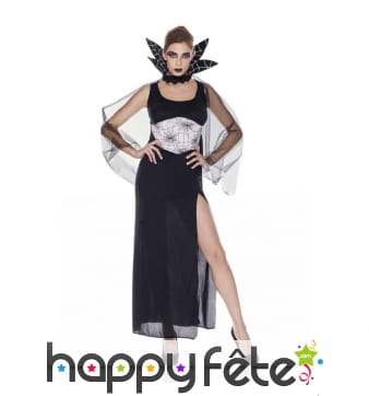 Tenue de sorcière araignée jambe échancrée