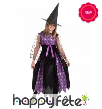 Tenue de sorcière noire et violette pour enfant