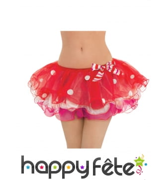Tutu en voile rouge rose et blanc pour femme