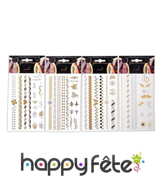 Tatoos fantaisies argentés et dorés