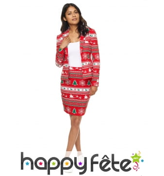 Tailleur imprimé de Noël sur fond rouge