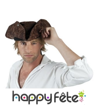 Tricorne marron imitation cuir