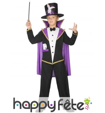 Tenue noire avec cape violette de petit magicien