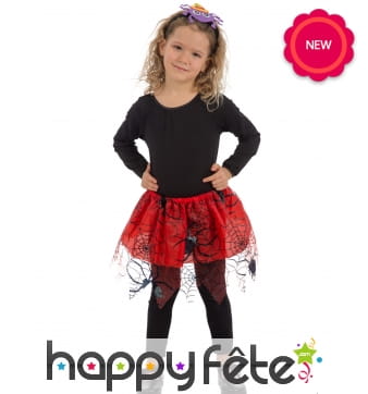Tutu rouge décoré d'araignées, pour enfant