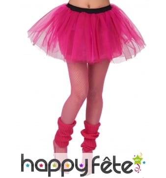 Tutu rose fluo avec élastique noire, pour adulte