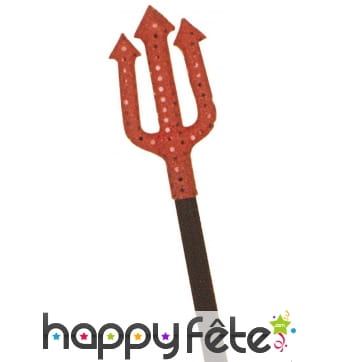 Trident rouge recouvert de sequins, 38cm