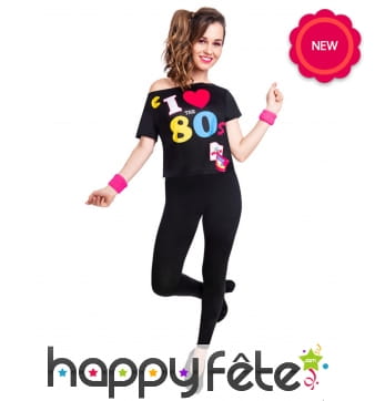 T-shirt I love 80 s noir pour femme adulte