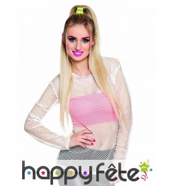 T-shirt résille blanche avec longues manches