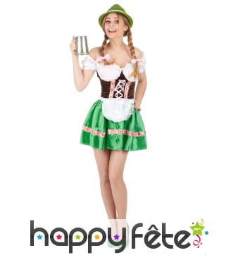 Tenue verte de serveuse bavaroise avec corset