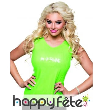 Top vert fluo recouvert de sequins