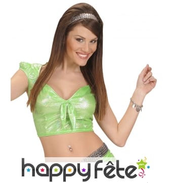 Top vert holographique pour femme