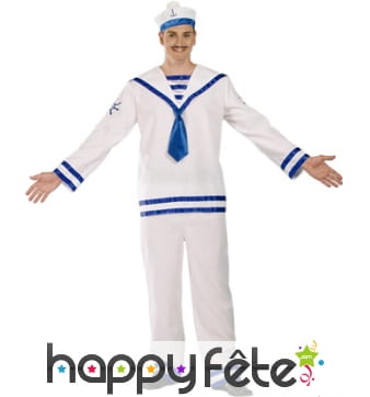 Uniforme de marin blanc et bleu