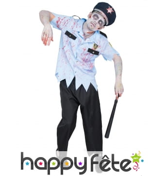 Uniforme de policier zombie pour homme