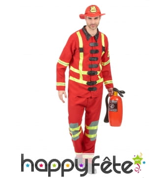 Uniforme rouge de pompier pour adulte