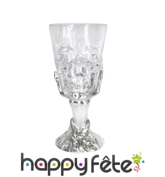 Verre à vin transparent tête de mort en relief