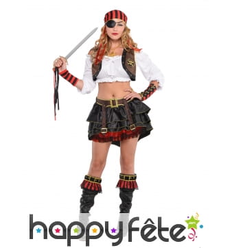Veste, bandeau et manchettes de femme pirate