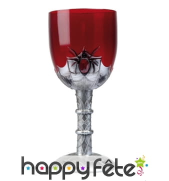 Verre Halloween rouge gothique pied araignée