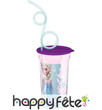 Verre La Reine des Neiges avec paille