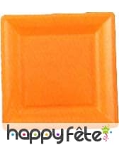 12 assiettes carrées orange mandarine