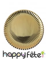 10 Assiettes rondes dorées en carton, 23cm