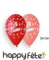10 Ballons imprimés je t'aime, 30cm