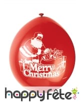 10 Ballons Merry Christmas rouges