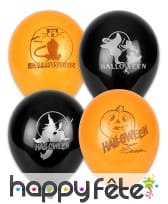 100 Ballons noirs et orange motif Halloween