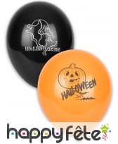 12 Ballons noirs et orange avec motif Halloween