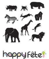 10 Décorations cartonnées d'animaux de la savane