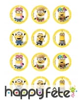 12 Décorations Minions en sucre de 5,8 cm